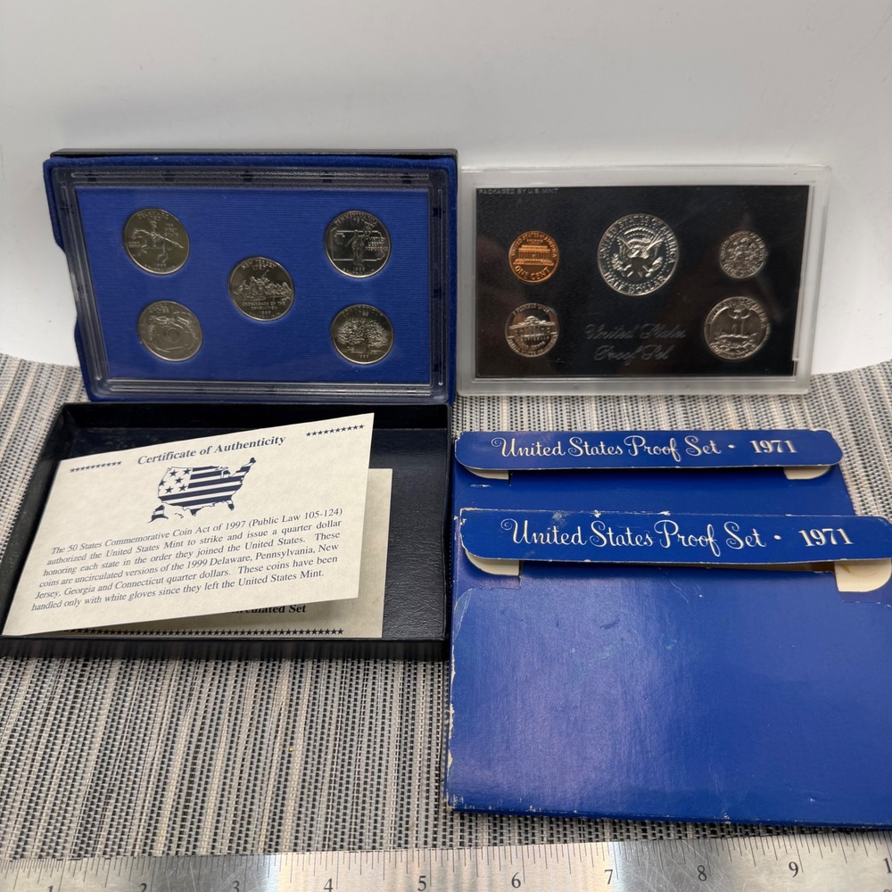 US Mint Proof Set‎ 1971 Lot of 2 and 1999 State Quarters Uncirculated Set COA